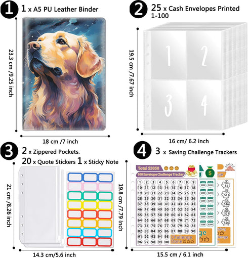 Money Saving Challenge 100 Envelopes, Budget Binder with Cash Envelopes, Save $5050, A5 Saving Challenge Book