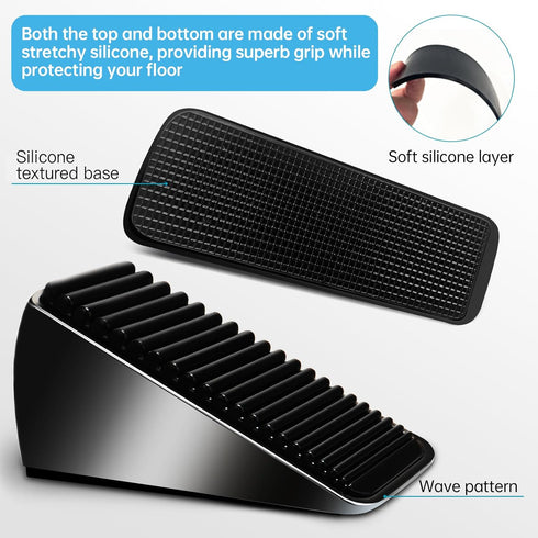 Strongest Heavy Duty Door Stoppers, Tall Door Stop Wedge, Zinc Alloy and Silicone, Suits Any Heavy Door, 2 Black