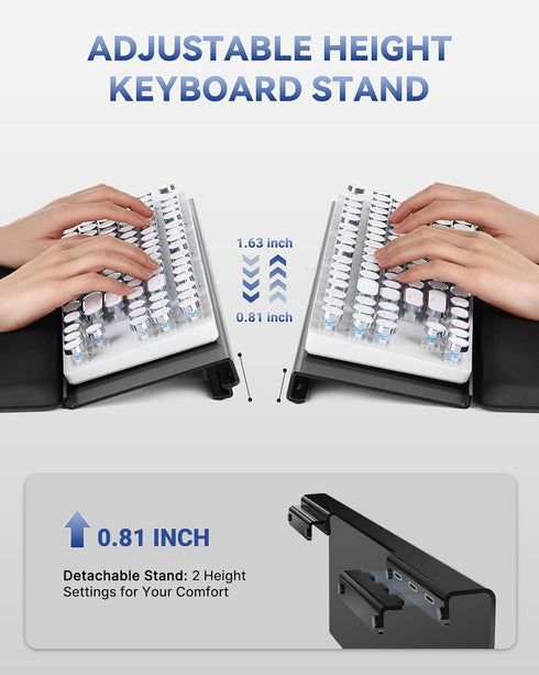 Laborio 2-Level Computer Keyboard Stand for Desktop, Height Adjustment Keyboard Wrist Rest, Non-Slip Key Board Riser