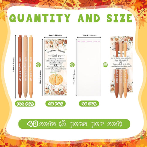 Watersay 144 Pcs Thanksgiving Little Pumpkin Baby Shower Favor Fall Baby Shower Pens Gifts Bulk with a Little Pumpkin
