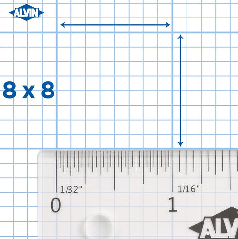 8x8 11"x17" 1422-9 50 11 17 Inch ALVIN Grid Cross Section Paper Pad Model Acid-Free for Use with Pencil or Ink Laser