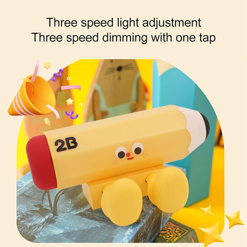 3 Haofy Cute Pencil Shape Night Light, Brightness Adjustable Warm Light, Tap Control, Great for Children, Birthday