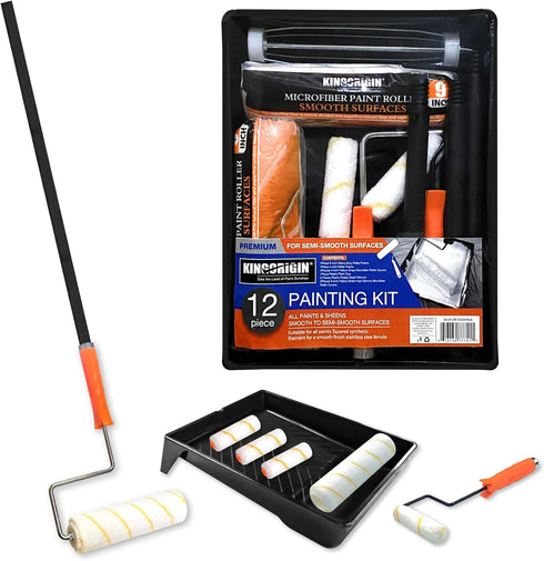 King Origin Paint Roller Kit with Extension Pole (3 ft), 9" &