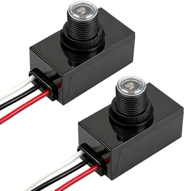 SSGP 2Pack Dusk to Dawn Photocell Light Sensor, Black Outdoor Lighting Control Switch