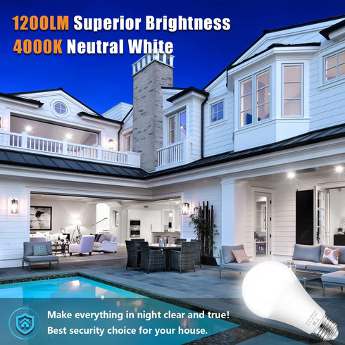 TOBUSA Dusk to Dawn Sensor Light Bulb, A19 LED, 100W Equivalent, E26 Sensor Bulbs, 4000K, 11W, 4-Pack