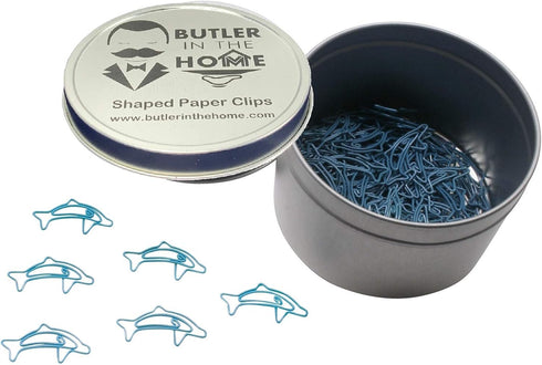 Dolphin Shaped Paper Clips, 100 Count, Great for Collectors or Office Gift, Comes in Round Tin