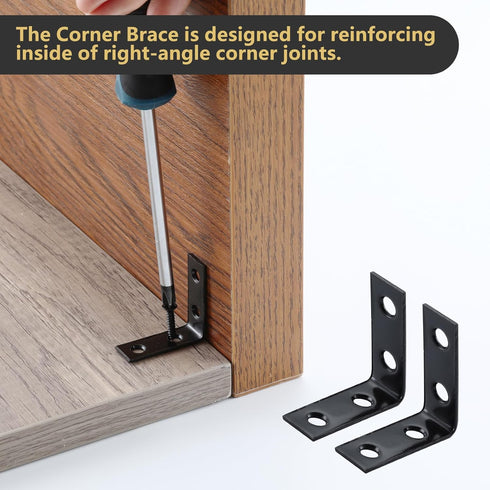 HOME MASTER HARDWARE 40pcs L Bracket Corner Brace Sets, Stainless Steel Right Angle Bracket for Shelves with Screws,