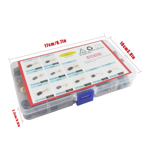 RICHERI 40Pcs Electric Motor Carbon Brushes, 10 Different Sizes for Replacement Repair Power Tool Part
