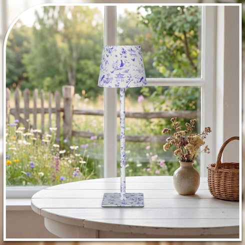 Glooglitter 1 Pack 3-Color Dimmable 1200mah Chinoiserie Mahjong Cordless Table Lamp LED Night Light - Rechargeable