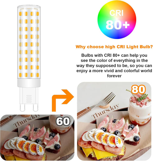 G9 Bulbs Dimmable 10W 3000K, 100W Equivalent,AC120V Dimmable G9 T4 Bulb Light,360Deg(5Pack) No Flicker Led Warm White