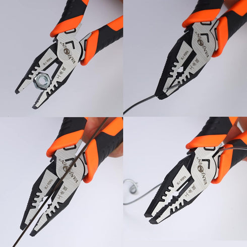 9-Inch Linemans Pliers - Combination Cutting Pliers with TPR Handle for Crimping and Screw Gripping