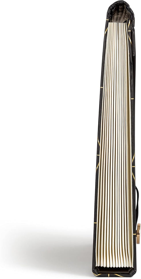 U Brands 13-Pocket Expanding File Folder, Black and Gold Geometric Office Supplies with Brass Hardware, FSC Certified