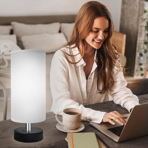 11.4 Inch 2 Pack DEGNJU Small Lamp for Bedroom, Bedside Lamps for Night Stands, Mini Minimalist Table Lamp with Round