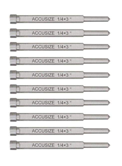 Accusize Industrial Tools 1/4" x 3" Pilot Pins for Annular Cutters, 10pcs/Pack