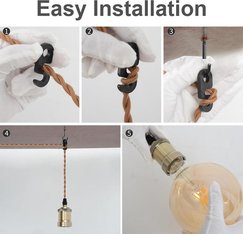 E26 19.68 Insert lamp Holder Cable feet Long, Twine Insert Pendant Light Cable kit, Farmhouse Pendant Light with on/Off