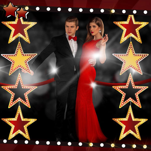 Geosar 48 Pcs Movie Star Cardboard Cutouts - Red Carpet Awards Night Confetti for Classroom Wall Movie Party Decoration