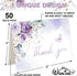 50 Pack 4 6 Inch Whaline Spring Purple Floral Thank You Card Lavender Flower Greeting Card with Envelope Sticker Blank