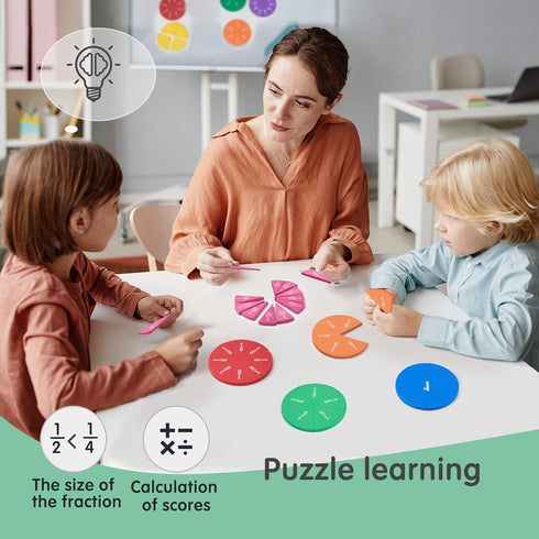 stochastic box 51 Set, Magnetic Fraction Tiles Circles pcs Fraction Bars Rainbow Math Manipulatives for Preschool