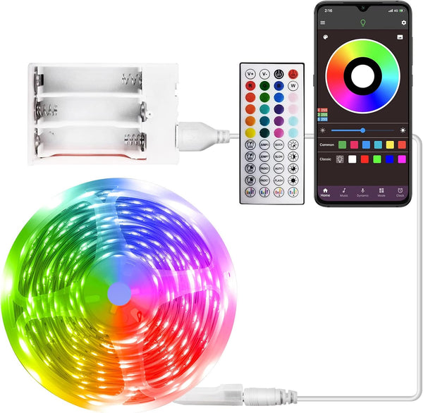 RUISHINE Battery Operated LED Strip Lights 20ft, Battery Powered LED Strip Lights