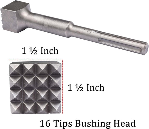 9 1/4 Inch SDS Max Bushing Tool, 1 1/2 Inch 16 Tips Bushing Hammer Head for Demolition Hammer