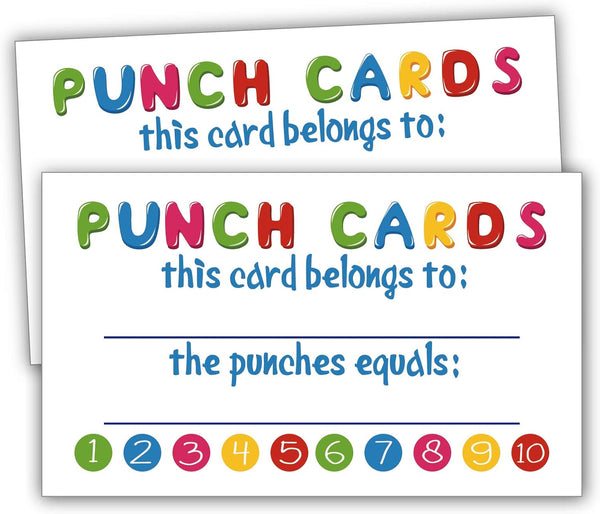 Incentive Cards - 50 Rewards Punch Cards for Kids, Students, Teachers, Classroom, Small Business, Reading Awards