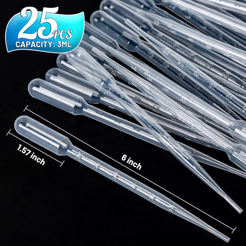 Teenitor 3ML Pipettes Plastic Eye Droppers, 25PCS Plastic Transfer Pipettes for Essential Oils, Dropping Pipettes 3Ml Plastic Dropper Transfer of Liquids