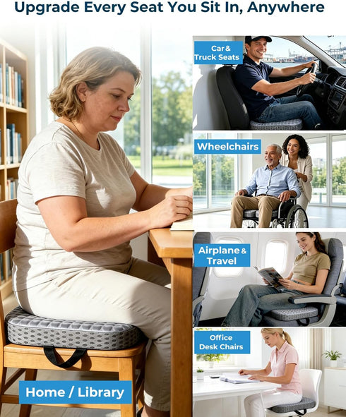 Yalfero Premium Gel & Memory Foam Seat Cushion, Extra Large Cooling Portable Chair Pad for Long Sitting, Seat Cushion