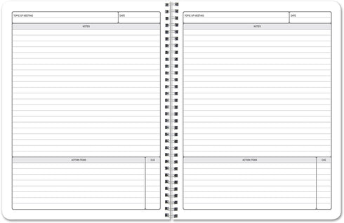 BookFactory Meeting Notebook/Meeting Book for Work - Black, 120 Pages (Ruled Format), 8.5in x 11in, Wire-O Bound