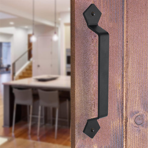 Barn Door Handles - Rustic Gate Pulls for Wooden Fences, Shed, Garage, Sliding Door - Black 2pcs (10 inch)