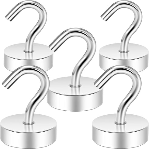 Neosmuk 40lb Heavy Duty Magnetic Hooks, Extra Strong Earth Magnets with Hook for Refrigerators, Cabins, Grill