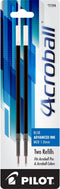 PILOT Acroball Advanced Ink Refill for Retractable Pens, Medium Point, Blue Ink, 2-Pack