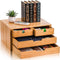 DEAYOU Bamboo Desk Organizer, 4 Drawer Storage Cabinet Box for Home Office Supplies