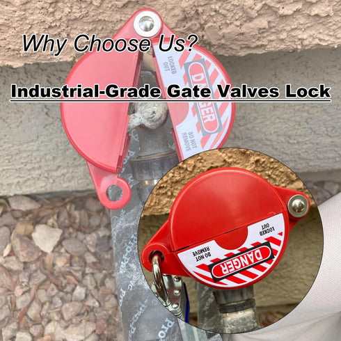 Gate Valve Lockout and Safety Padlock, 1 Set, Hose Bib Lock for Outdoor Faucet Knob, 1 to 2-1/2 in Dia Valve Handles,