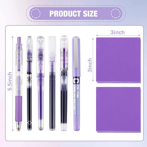 Gueevin 12 Pcs Purple Office Supplies, Purple Desk Accessories, Purple Stapler with Staples, Tape Dispenser, Pen