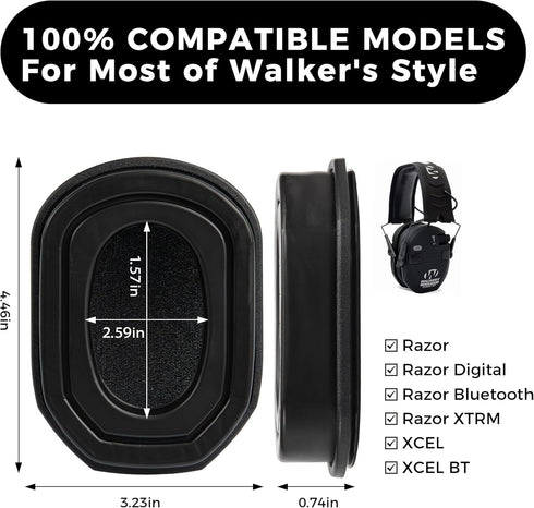 Gel Ear Pads for Walker's Razor Ear Protection,Ear Cushion Replacement for Walker Series Slim Electronic Earmuffs