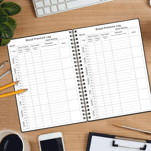 5.8" 8.5", Blood Pressure Log Book - Record & Monitor Your Daily Blood Pressure, Heart Rate Readings at Home, x Black