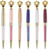YOUMI 6Pcs Ballpoint Pen Set, Crown Crystal Metal Pens, Black Ink Glitter Diamond Pens for Office, School Stationery