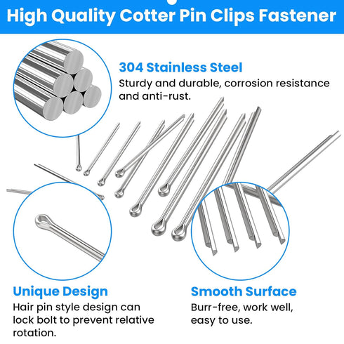 Cotter Pin Assortment Kit, SDTC Tech 20 PCS 304 Stainless Steel Pin Clips Fastener in 5 Sizes