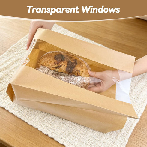 100 120 Tripho Pcs Bread Bags for Homemade Bread with Clear Window & Stickers, Sourdough Bread Bags for Storage