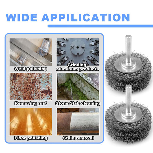 2 Pack 2 Inch Wire Brush Wheel for Drill, Heavy Duty Wire Brush for Rust, Corrosion, Paint Removal