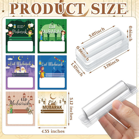Trandraft 24 Sets 24 24 Eid Mubarak Money Holder Eid Kid Gifts Pcs Eid Mubarak Ramadan Greeting Card Pcs Plastic DIY