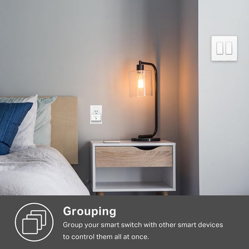 2-Gang HS200-2, 2.4GHz Kasa Smart Switch Single Pole,Neutral Wire Required, Wi-Fi Light Switch Compatible with Alexa