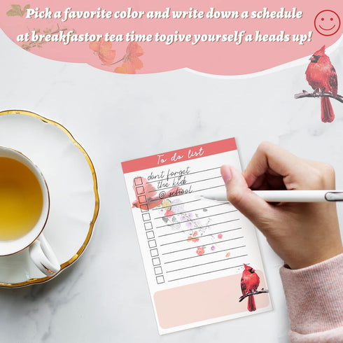 Fumete 4 Pack Bird Lover Gifts for Women - Sticky Notes Bird to Do List, 200 Sheets Christmas Cardinal Gifts for Women
