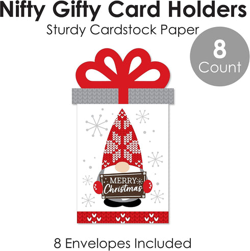 Set 8 Big Dot of Happiness Christmas Gnomes - Holiday Party Money and Gift Card Sleeves - Nifty Gifty Card Holders