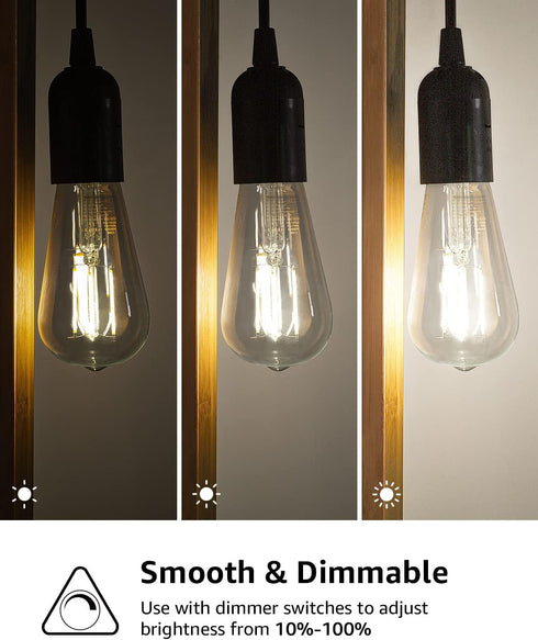 Lepro Dimmable LED Edison Bulbs, 4000K Neutral White, 5.5W, 60 Watt Equivalent, E26 Light Bulbs, Medium Base ST19,
