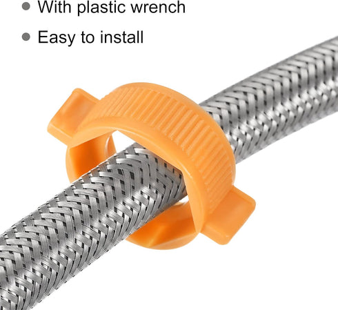 uxcell 5pcs Faucet Supply Line Connector, 8 Inch Long G1/2 Female x G1/2 Female Braided 304 Stainless Steel Hose