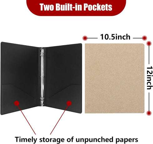 Vienrose 3 Ring Binder, 1 Inch Round Rings, Durable Binder with Linen Cover, Holds 8.5" x 11" Paper, Khaki