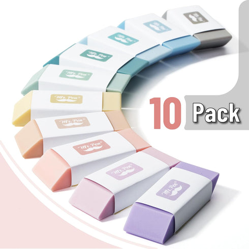 Mr. Pen 10 Pack Erasers - Morandi Colors, Large Block Erasers for School and Office