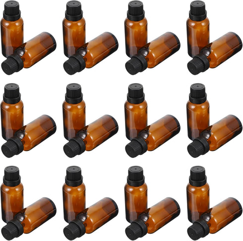 Uonlytech Glass Bottles - 12Pcs Essential Oil Bottles, 20ml with Orifice Reducer for Oil Blends and Lab Chemicals