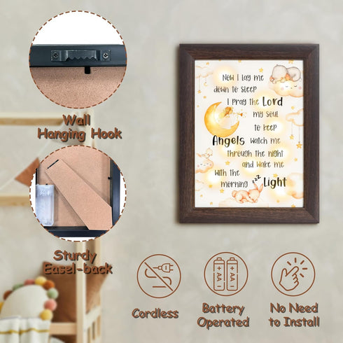 YLOVAN Baptism Gifts for Boys Girls - Night Light Nursery Decor Frame for Bedtime Prayer, Christening Dedication